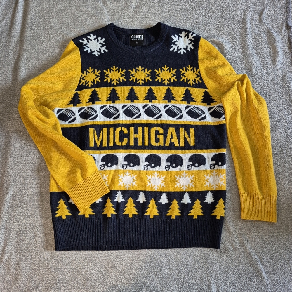 Michigan Wolverines Ugly Christmas Sweater Women's Small Football Holidays